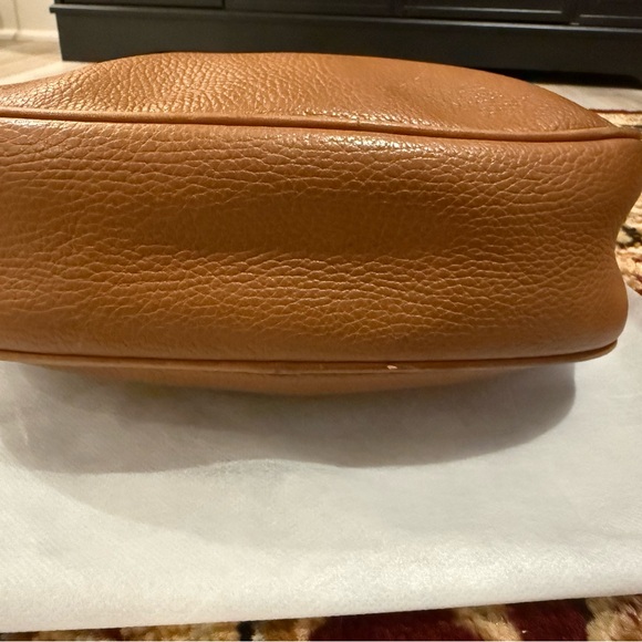 Vintage Gucci Brown Leather GG Logo Shoulder Bag Suede Interior Italy - Picture 7 of 10